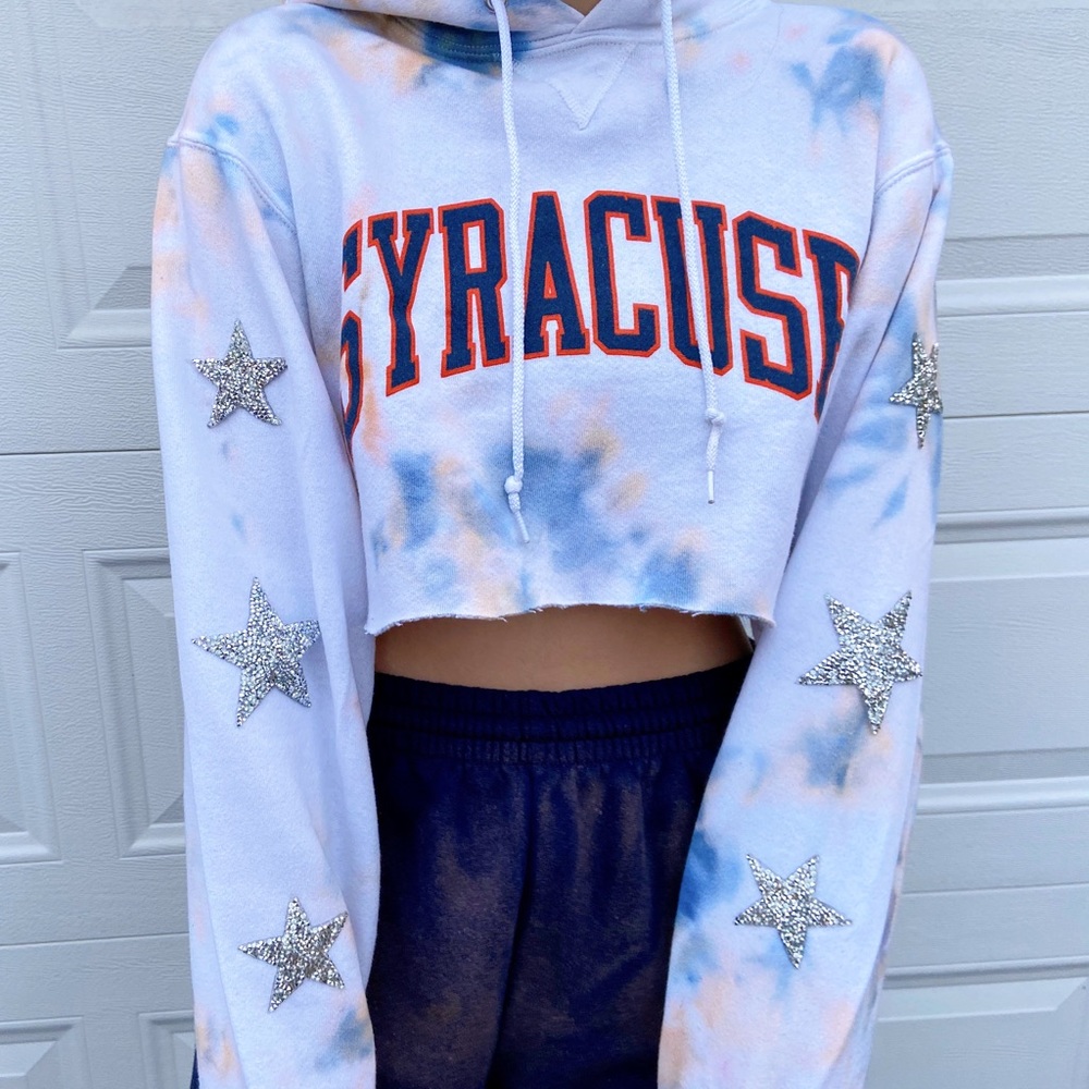 Handmade tie dye with glitter stars